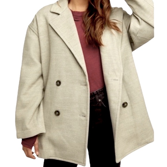 Free People Jackets & Blazers - Free People Hannah Slouchy Soft Oversized Blazer Jacket XL NWT oatmeal